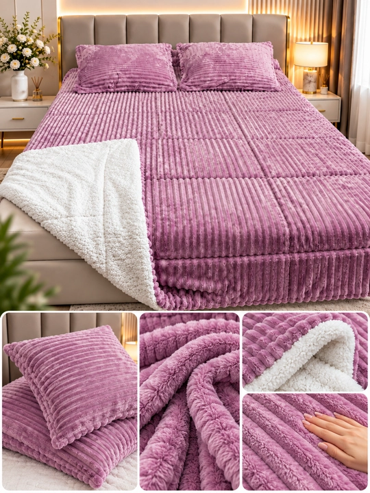 2 kishilik yumshoq adyol komplekti 220x240, 2 ta yostiq jildi 70x70, pushti kulrang