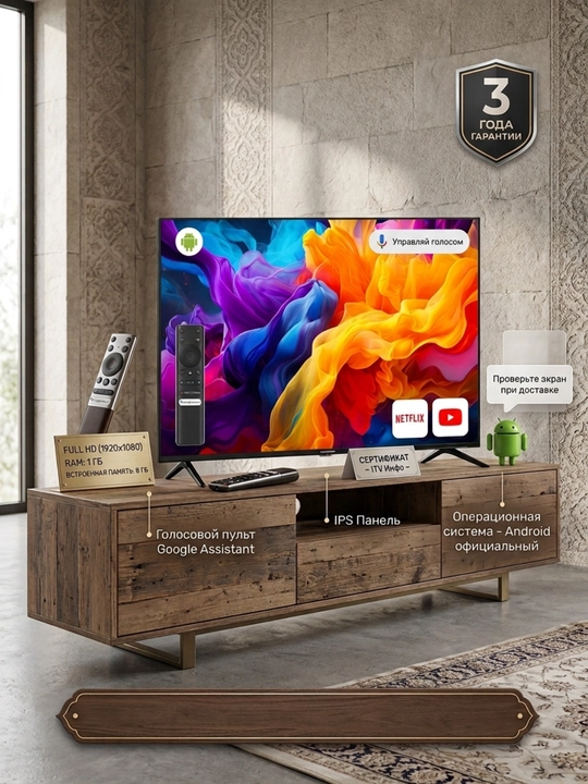 Телевизор | Premier 43PRM770FSV FHD | Smart Voice