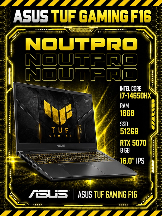 Ноутбук ASUS TUF Gaming F16 Intel Core i7-14650HX RAM 16GB SSD 512GB RTX 5070 8 GB 16" IPS - 