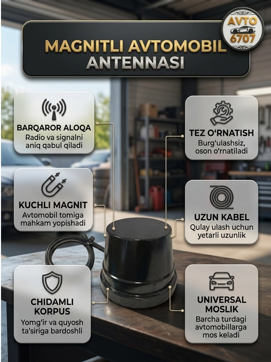 Barcha avtomobillar uchun magnitli antenna, barqaror signal