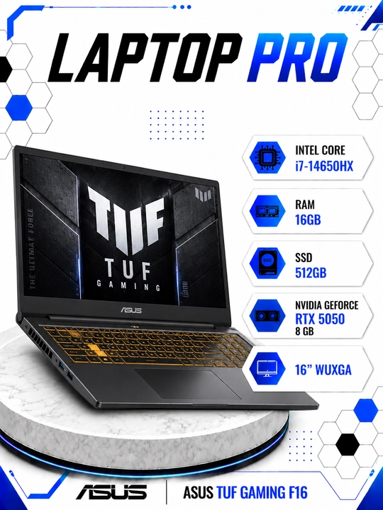 Ноутбук ASUS TUF Gaming F16 Intel Core i7-14650HX RAM 16GB SSD 512GB RTX 5050 8GB 16 WUXGA - 