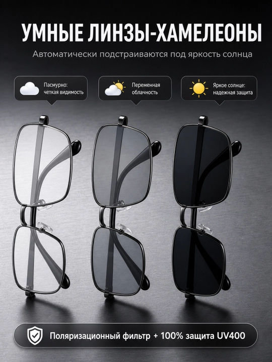 Солнцезащитные очки хамелеон унисекс, фотохромные, мужские и женские
