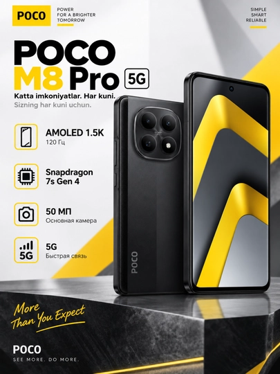 Smartfon Xiaomi Poco M8 Pro 5G, 120Hz, NFC - 