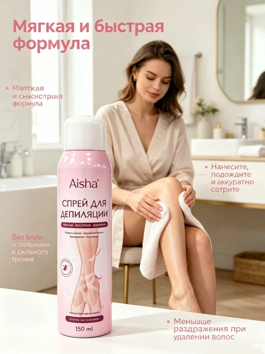 Sochlarni yo‘qotish uchun sprey-muss, 150 ml, yumshoq, tana va qo‘ltiq osti uchun - 