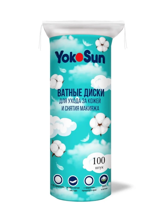 YokoSun bolalar uchun paxta disklari, 100% paxta, 80 dona / 100 dona - 