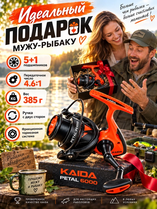 Катушка для спиннинга безынерционная для рыбалки KAIDA