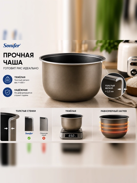 Guruch pishirgich (Risovarka) Sonifer SF-4055, 5 litr