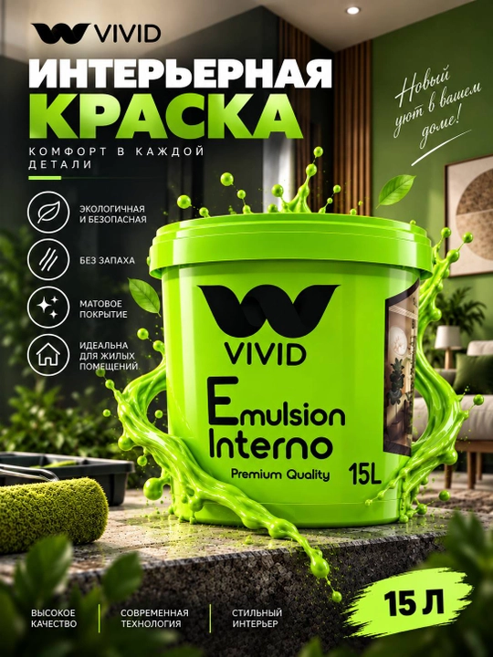 Водоэмульсионная краска Vivid Emulsion Interno 15л - 