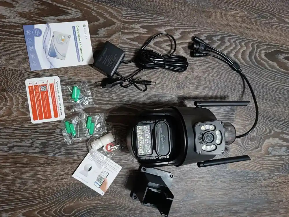 Камера наблюдения с SIM-картой 4G, поворот на 360°, ночное видение, управление по телефону