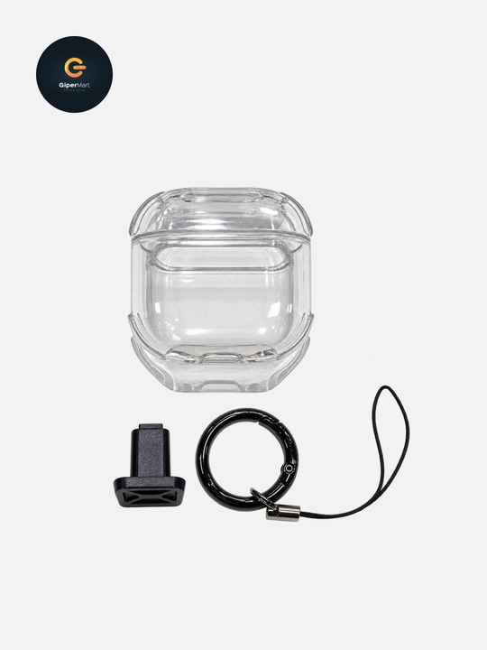 Чехлы для наушников AirPods Pro 3, AirPods 4 Eggshell силиконовый прозрачный с карабином