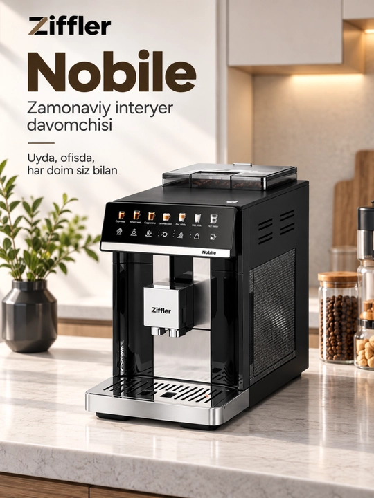 ZIFFLER Nobile Premium avtomatik qahva mashinasi, kapuchinator va sensorli displey bilan