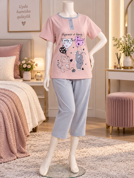 Ayollar pijamasi, uy kostyumi, tungi kiyim, qisqa yengli uy kiyimi, pijama komplekti
