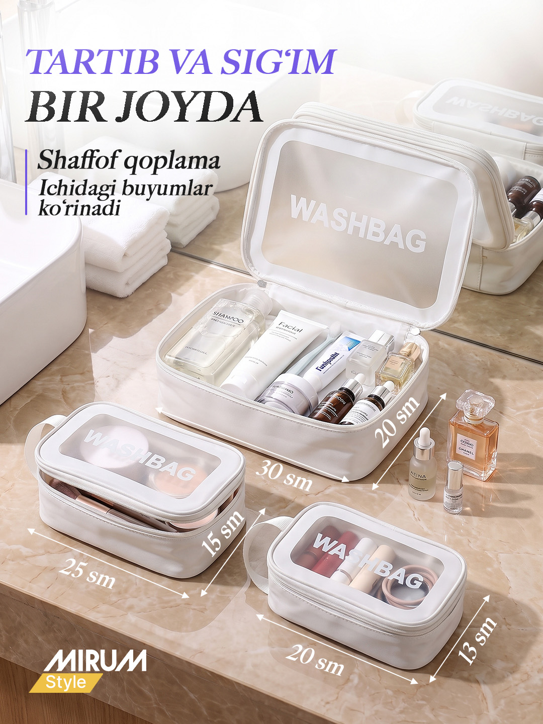 Kosmetik sumka WASHBAG, organayzer kosmetika uchun, kasmetika sumkasi