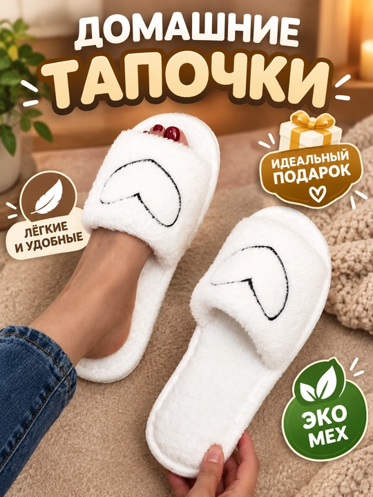 Домашние тапочки для женщин, мягкие и тёплые - 