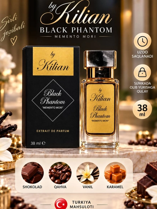 Black Phantom ayollar va erkaklar uchun atir, 38 ml, Turkiya - 