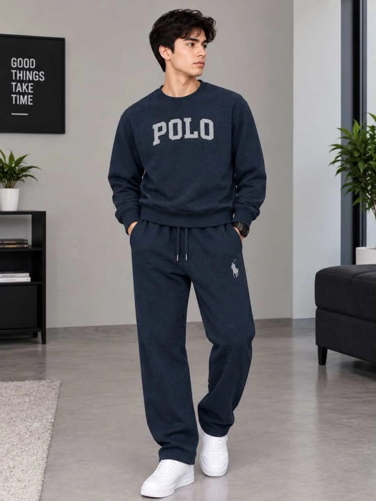 Erkaklar uchun POLO sport kostyumi, svitshot va shim zamonaviy kundalik ikki qismli to‘plam - 