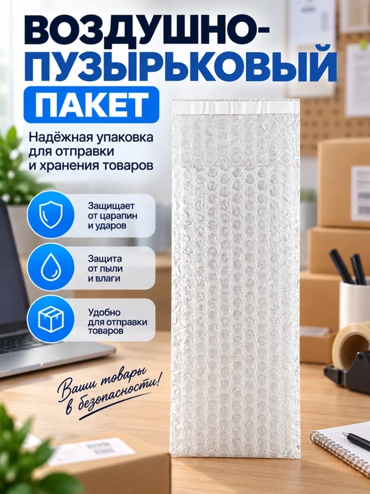 Почтовый пакет с воздушно-пузырьковой защитой для упаковки - 