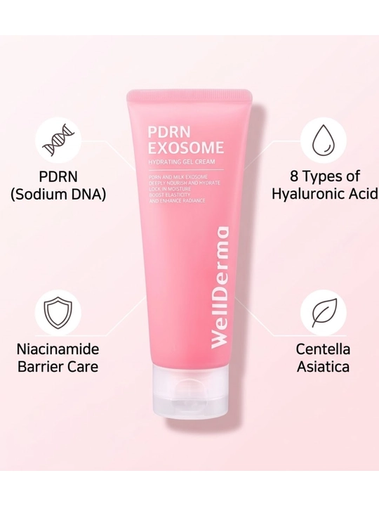 WellDerma PDRN Exosome gel-kremi, 8 xil gialuronli, 100 ml