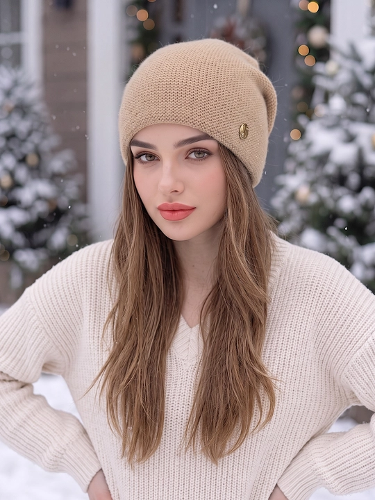 Qishki angora shapka ayollar uchun, shapkalar qizlar uchun Snowil