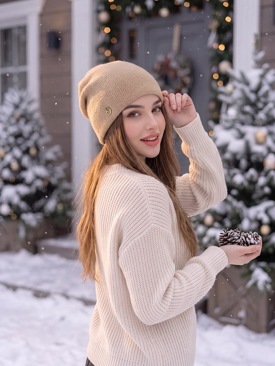 Qishki angora shapka ayollar uchun, shapkalar qizlar uchun Snowil