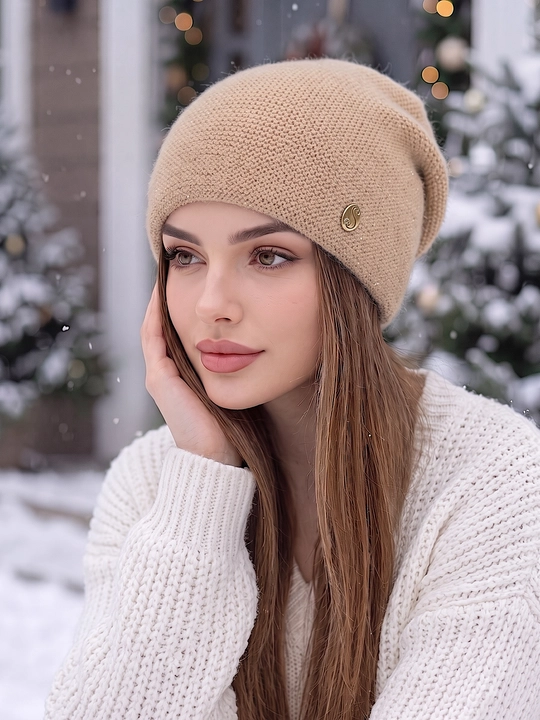 Qishki angora shapka ayollar uchun, shapkalar qizlar uchun Snowil