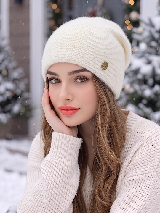 Qishki angora shapka ayollar uchun, shapkalar qizlar uchun Snowil