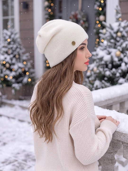 Qishki angora shapka ayollar uchun, shapkalar qizlar uchun Snowil
