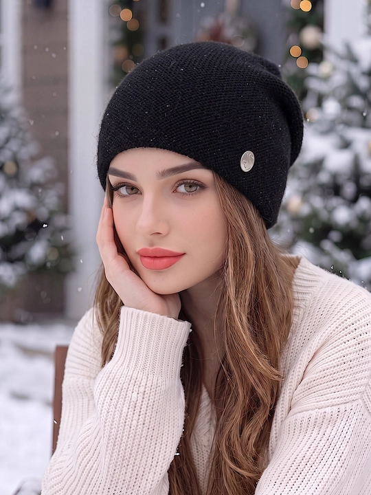 Qishki angora shapka ayollar uchun, shapkalar qizlar uchun Snowil