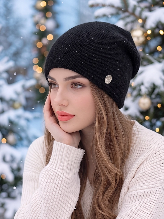 Qishki angora shapka ayollar uchun, shapkalar qizlar uchun Snowil