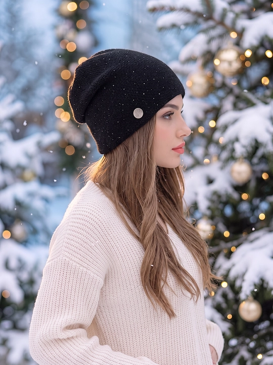 Qishki angora shapka ayollar uchun, shapkalar qizlar uchun Snowil