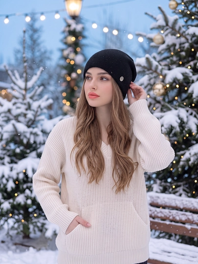Qishki angora shapka ayollar uchun, shapkalar qizlar uchun Snowil
