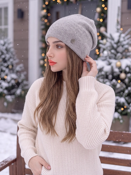 Qishki angora shapka ayollar uchun, shapkalar qizlar uchun Snowil