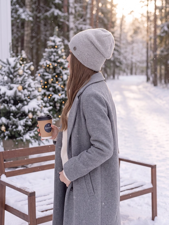 Qishki angora shapka ayollar uchun, shapkalar qizlar uchun Snowil