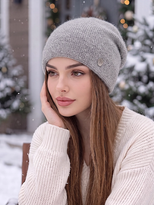 Qishki angora shapka ayollar uchun, shapkalar qizlar uchun Snowil
