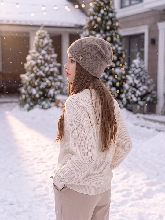 Qishki angora shapka ayollar uchun, shapkalar qizlar uchun Snowil