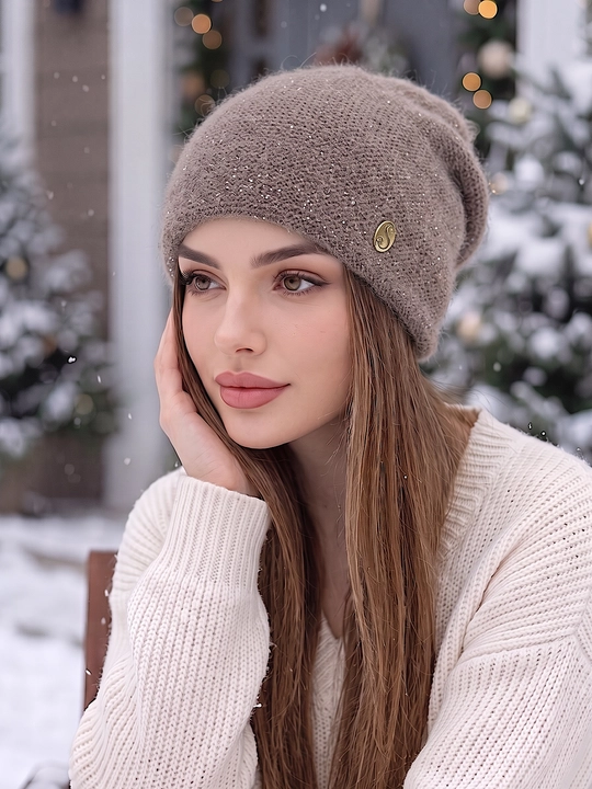 Qishki angora shapka ayollar uchun, shapkalar qizlar uchun Snowil