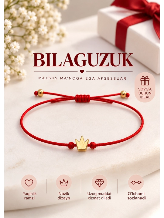 Yurakchali ipli bilaguzuk, o'lchami sozlanadigan - 