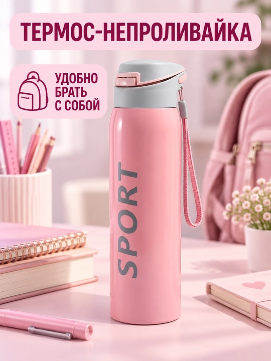 Термос для горячего чая и напитков, 0,5 л, термокружка с крышкой