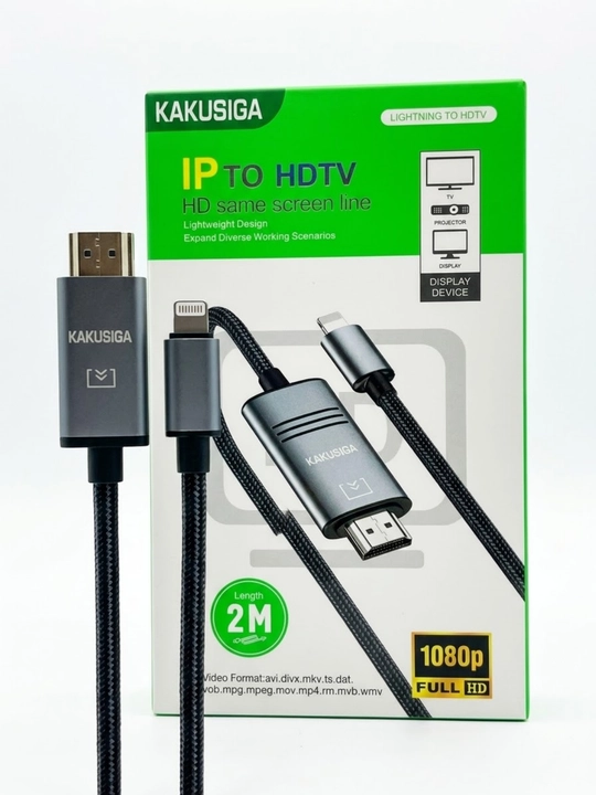 Perexodnik KAKUSIGA Lightning to HDTV HDMI Kabel 2m 1080p Full HD Qora