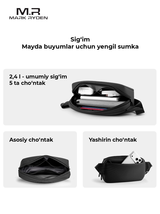 Yelkama sumka Mark Ryden MR781 krossbodi, erkaklar  uchun sovg’a