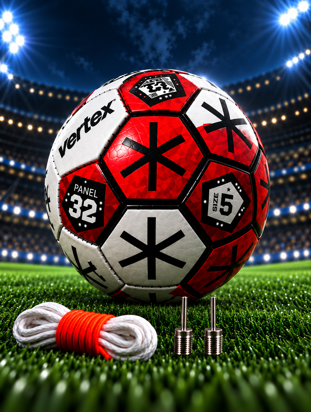 Futbol to‘pi Vertex, standart, 5-o‘lcham, qizil-qora - 