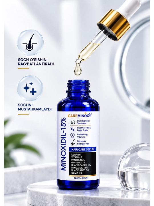 Миноксидил, Minoxidil 15% Careminoxy — средство для роста волос и бороды