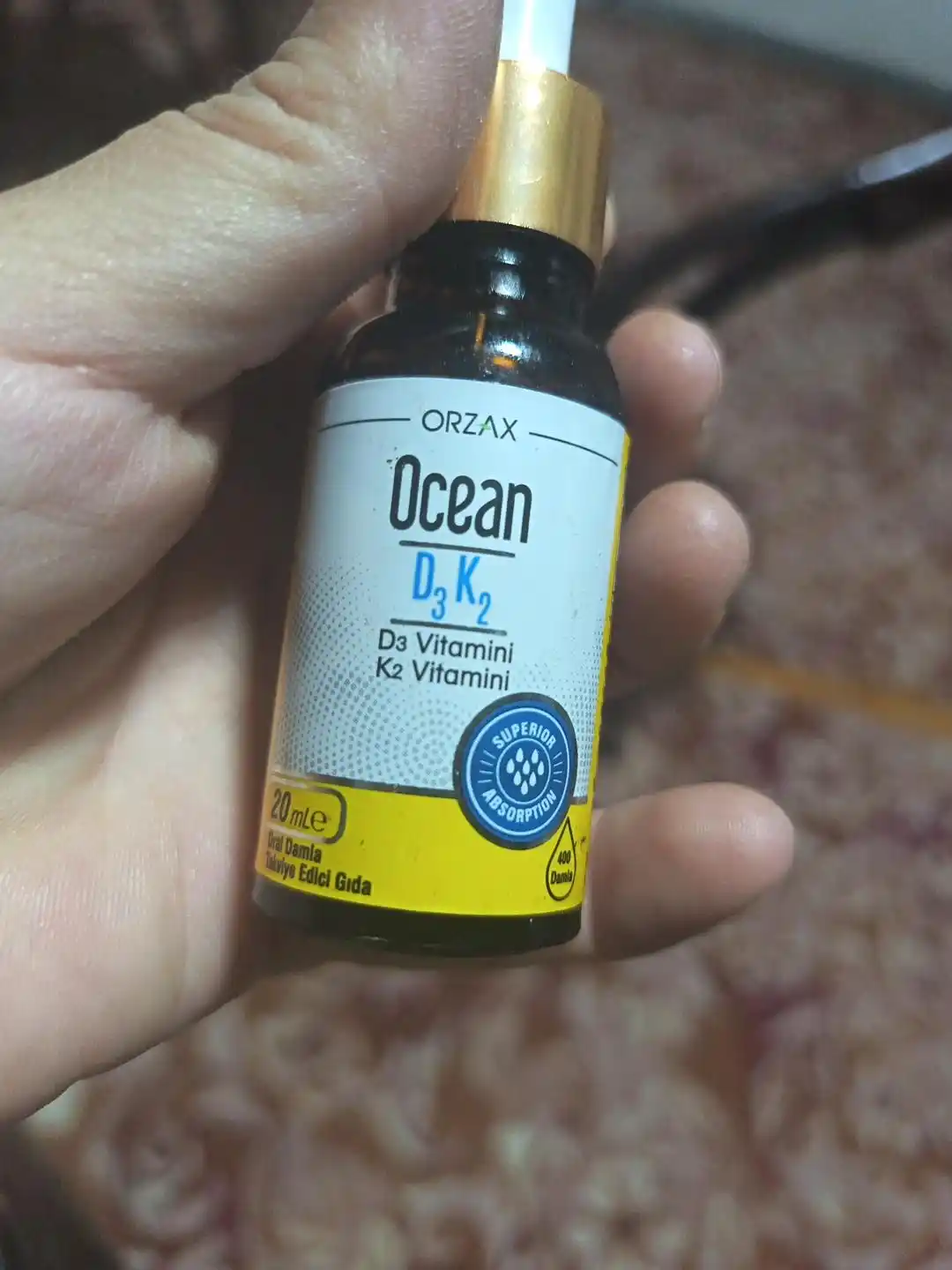 Ocean Vitamin D3 va K2 tomchilari 1000 IU, 20 ml, Turkiya