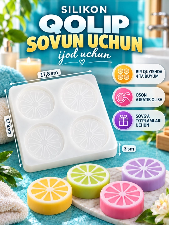 Sovun uchun silikon qolip, qo‘lda tayyorlangan sovun uchun silikon qolip