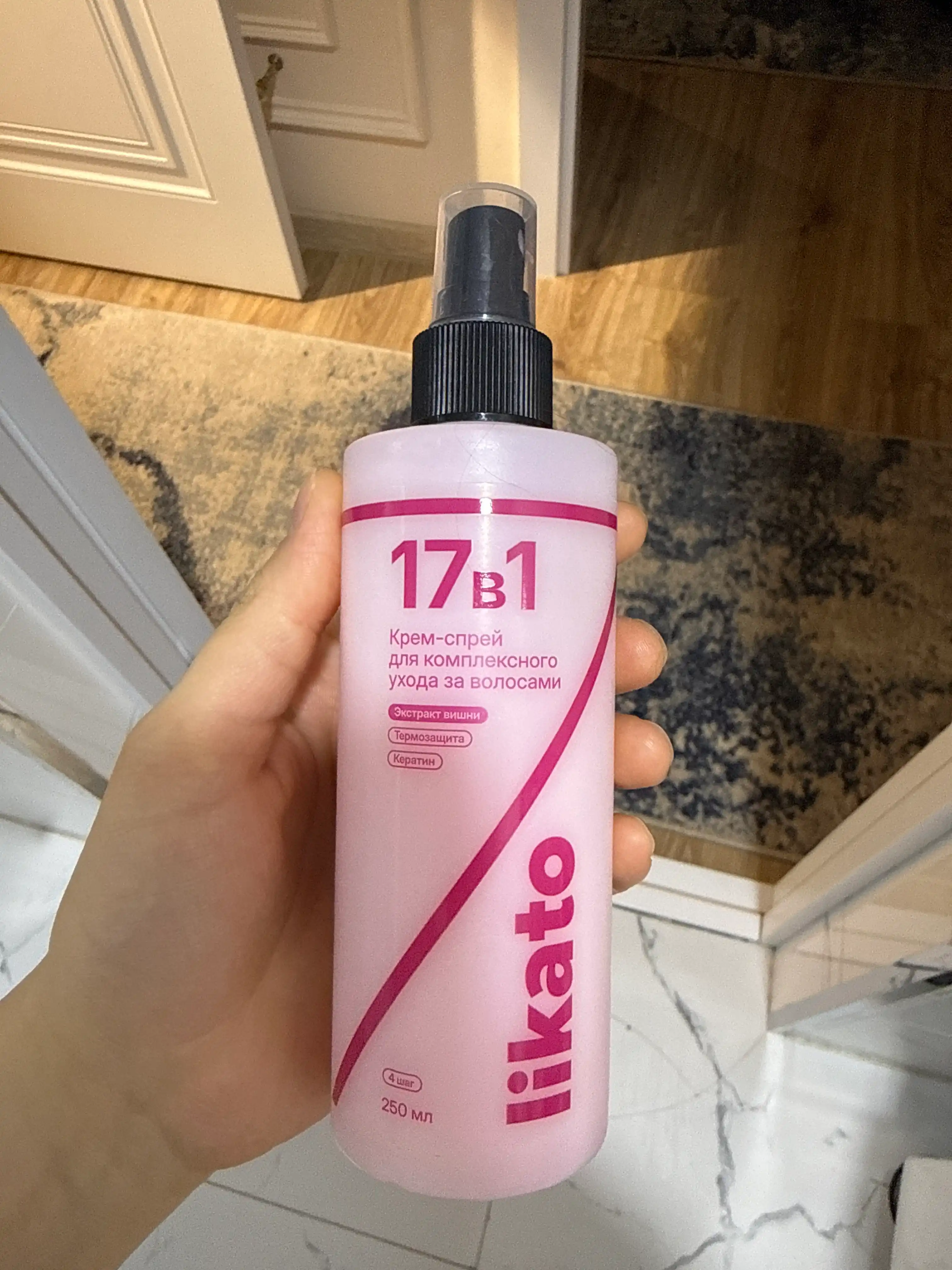 Sochlar uchun sprey Likato, krem, termal himoya, yuvilmaydigan, 17 tasi 1 da, 250 ml