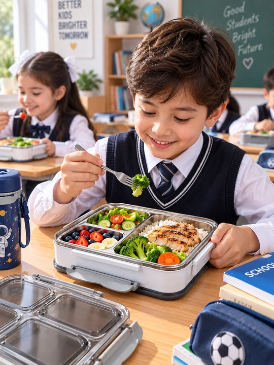 3 bo‘limli zanglamaydigan po‘lat Lunch Box