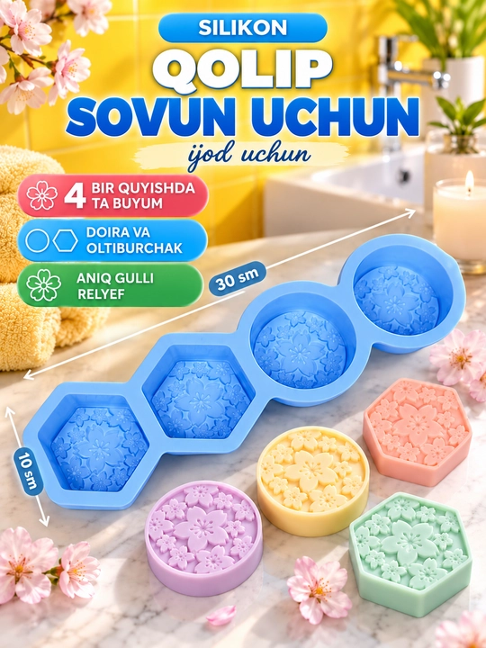 Sovun uchun silikon qolip, qo‘lda tayyorlangan sovun uchun silikon qolip