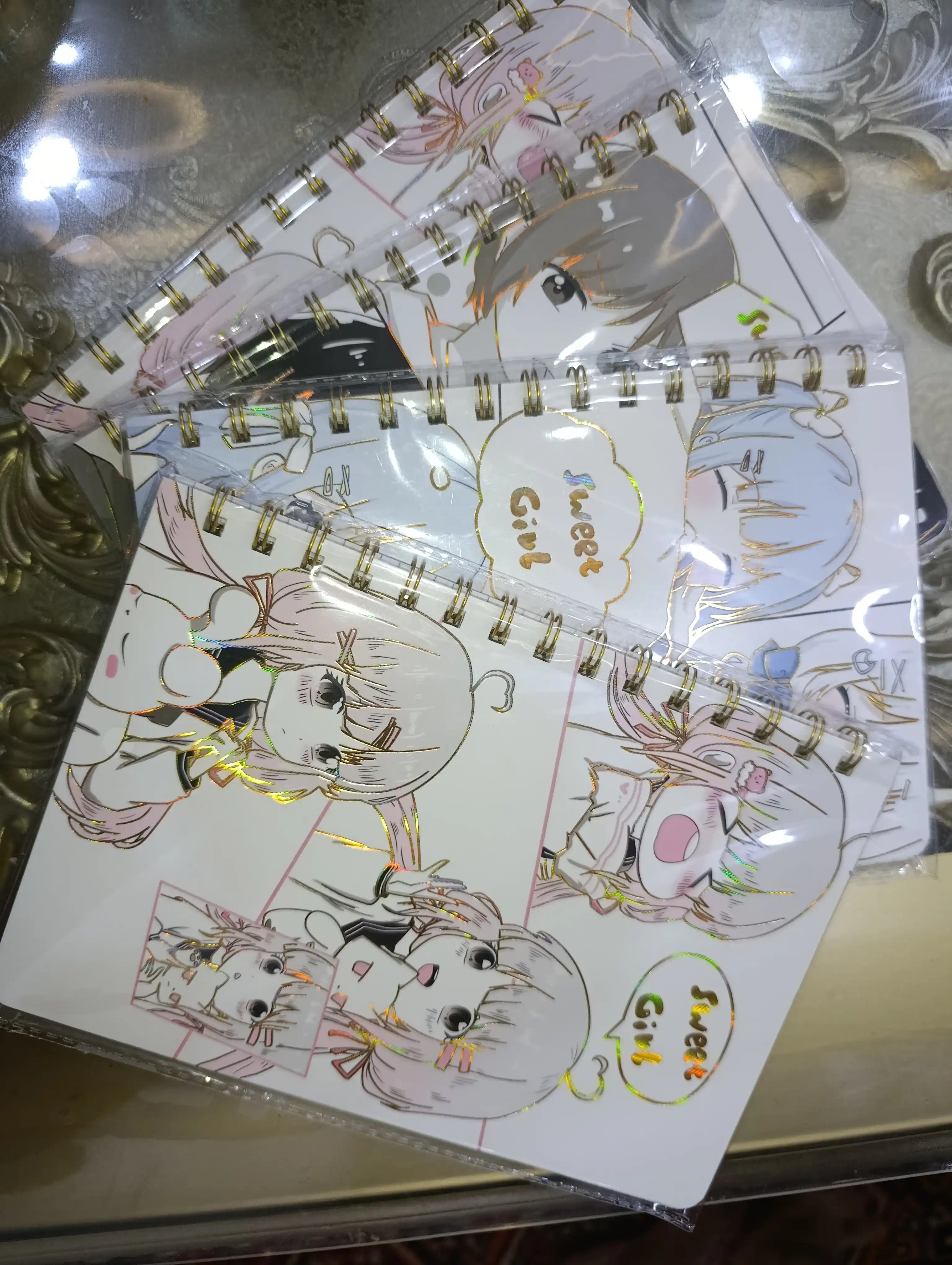 Anime mini bloknot spiral 66 varaq A6, 4 dona to‘plam, yozuv daftari