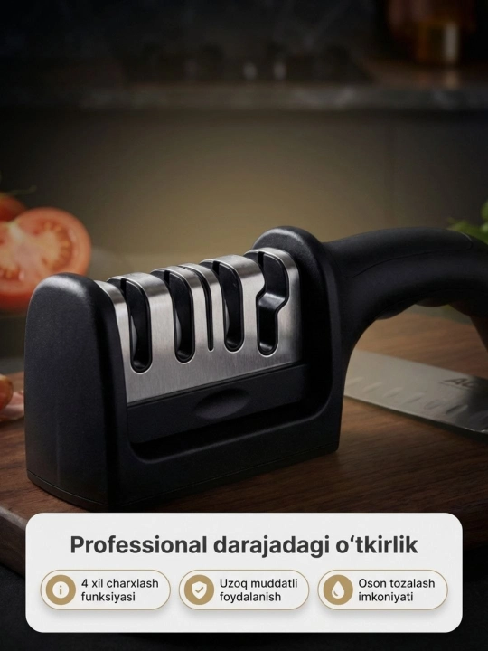 Ko'p funksiyali pichoq va qaychi charxlagich, 4 ta charxlovchi yuzasi bilan