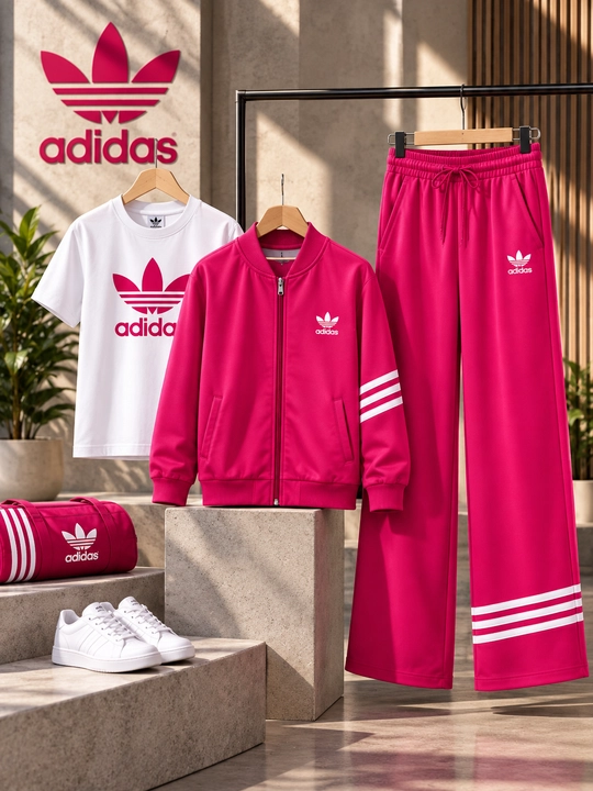 Qizlar uchun Adidas sport komplekti 3 talik, kofta futbolka shim, 6–14 yosh